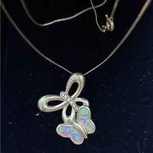 925 Sterling butterfly pendant with 925 Italian sterling chain.